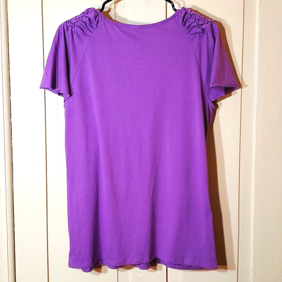 Waffle Weave Endless Designs Purple Cap Sleeve Tee - Picture 5 of 8